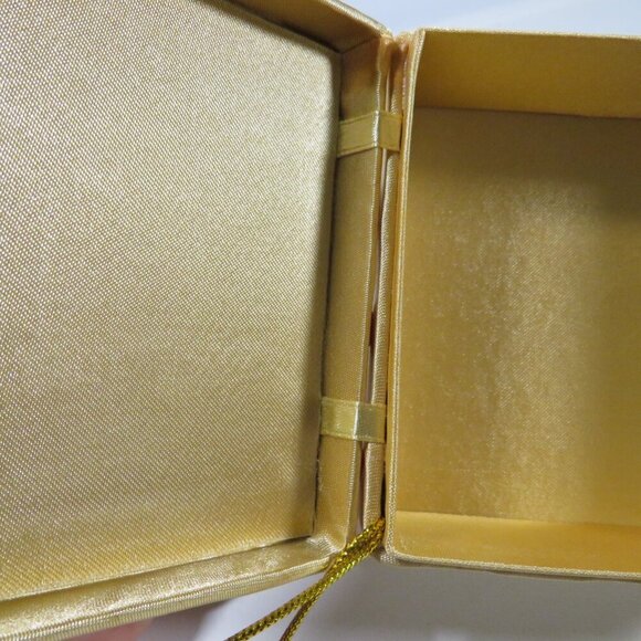 Sequence Satin Covered Box Ornament in Gold and Pinky Peach 90s - Picture 4 of 7